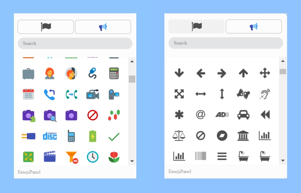 An image showiing a side by side of the two icon themes available in the new icon picker