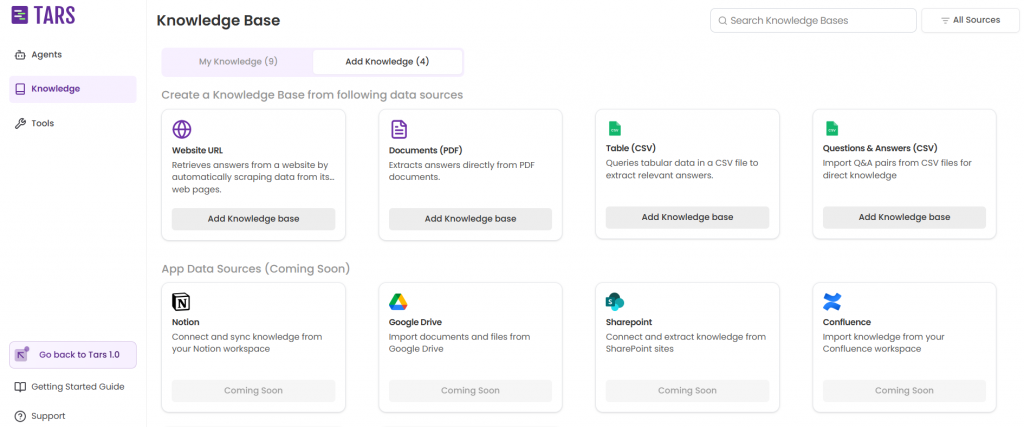 Knowledge base in tars